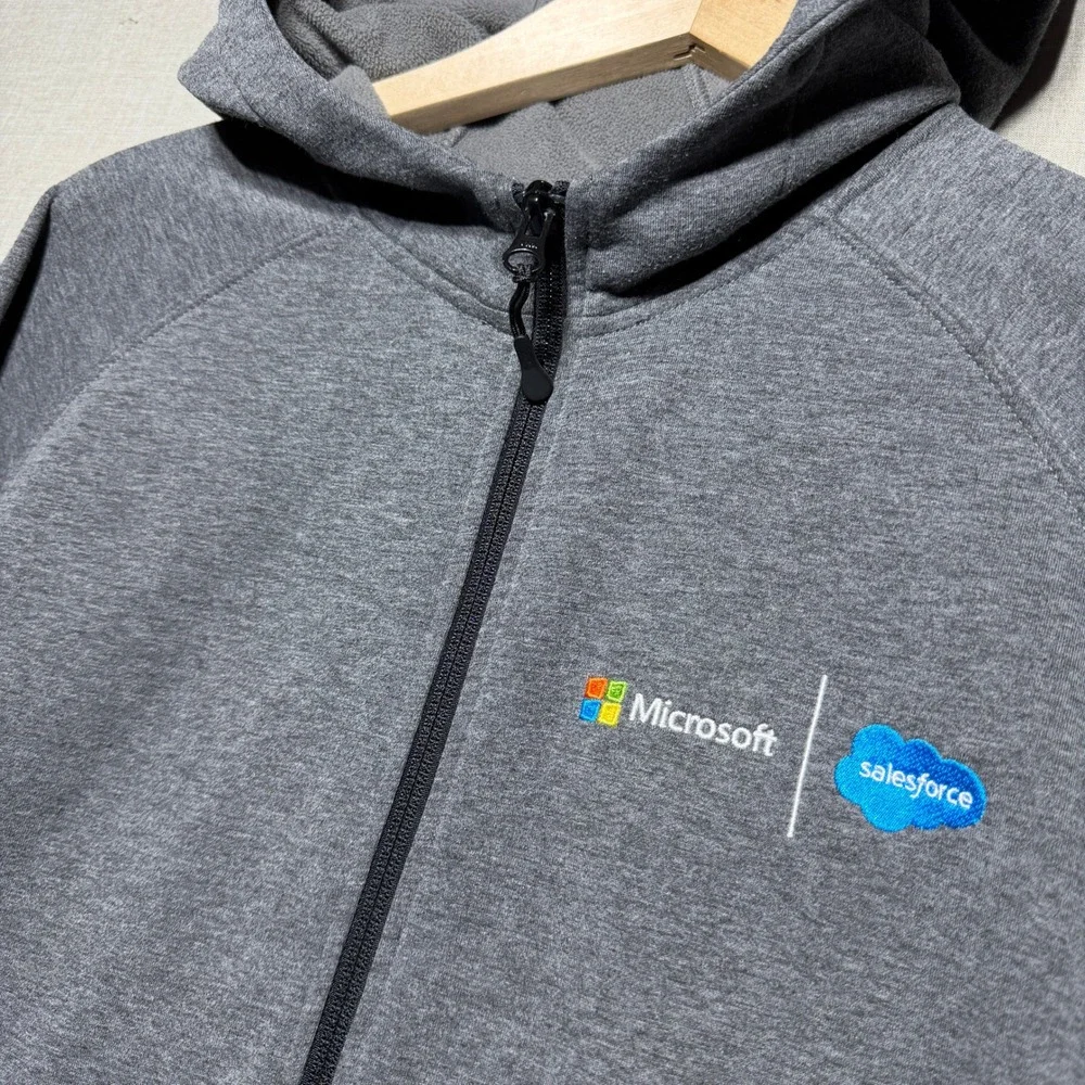 Microsoft Full Zip Hoodie Mens 2XL Gray LS Salesforce Tech Swag LQK00039